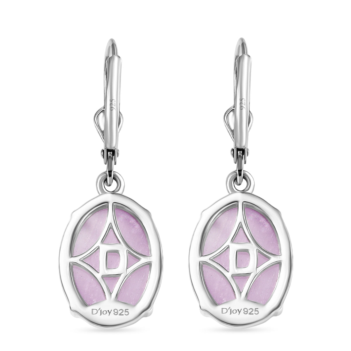 D'Joy Natural Kunzite Solitaire Lever Back Earring in Platinum Overlay Sterling Silver 13.02 Ct. 8447369 5