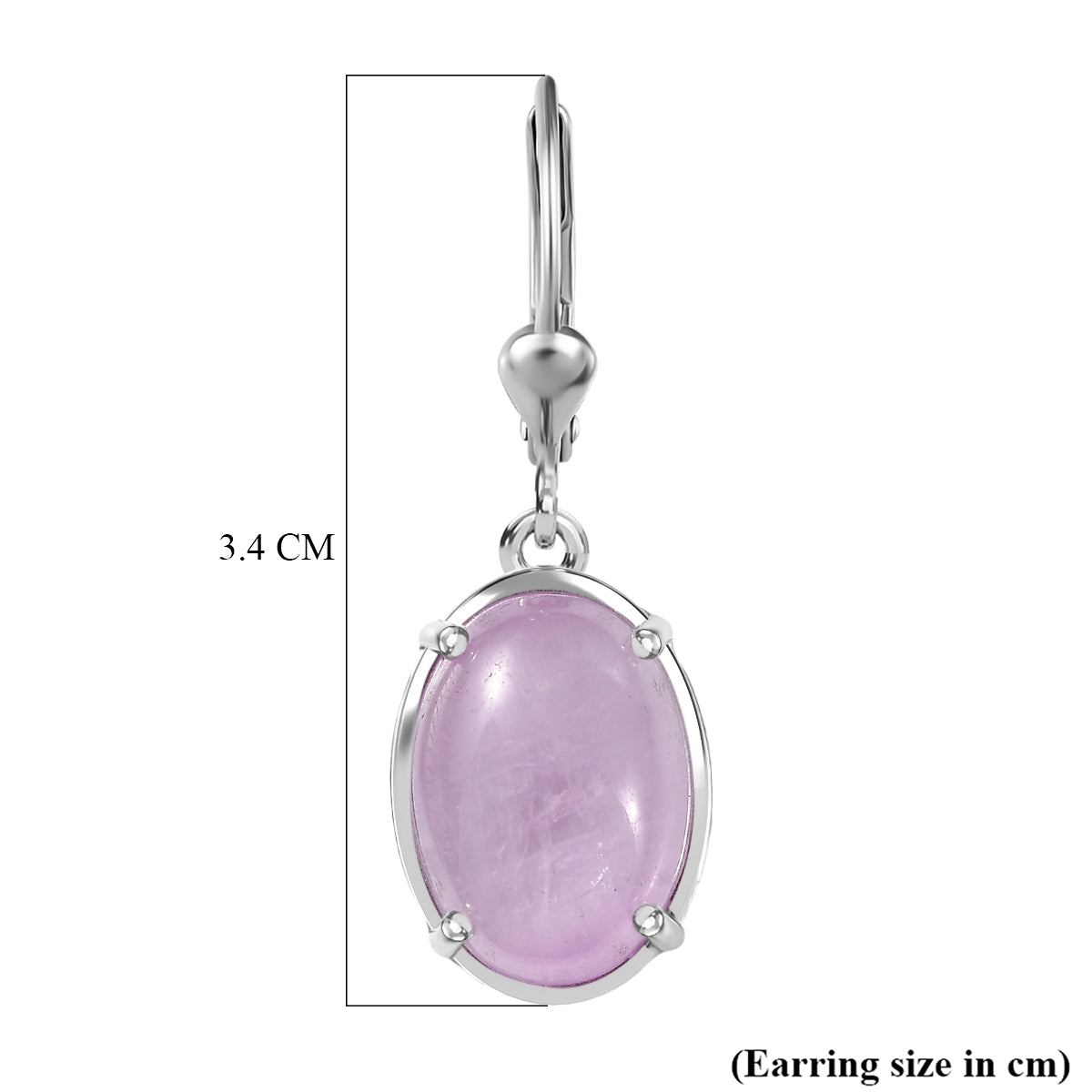 D'Joy Natural Kunzite Solitaire Lever Back Earring in Platinum Overlay Sterling Silver 13.02 Ct. 8447369 6