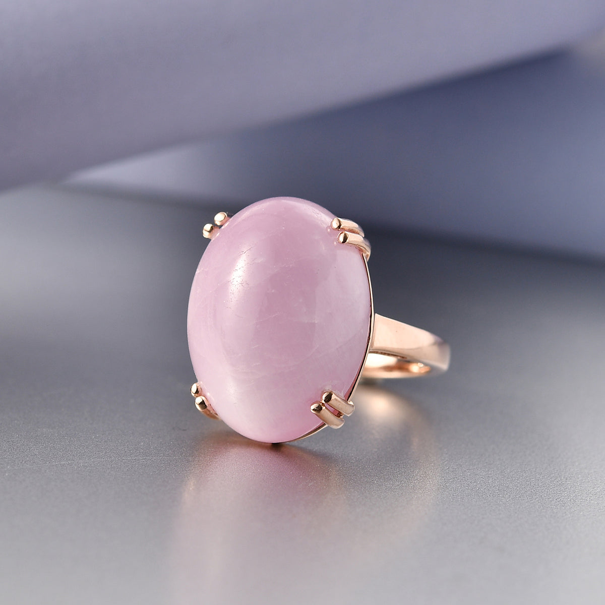 Natural Galileia Kunzite Solitaire Ring in Rose Gold Plated Sterling Silver 22.75 Ct. V32525928 3