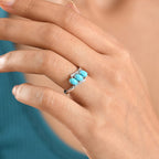 D'Joy Sleeping Beauty Turquoise & White Zircon 3 Stone Bypass Ring in Platinum Overlay Sterling Silver 1.56 Ct._8447387_1