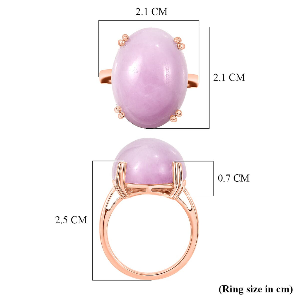 Natural Galileia Kunzite Solitaire Ring in Rose Gold Plated Sterling Silver 22.75 Ct._8447390_5