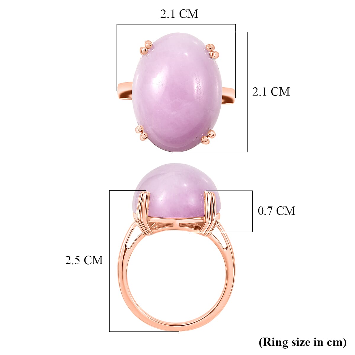 Natural Galileia Kunzite Solitaire Ring in Rose Gold Plated Sterling Silver 22.75 Ct. V32530577 6