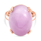 Natural Galileia Kunzite Solitaire Ring in Rose Gold Plated Sterling Silver 22.75 Ct._8447392