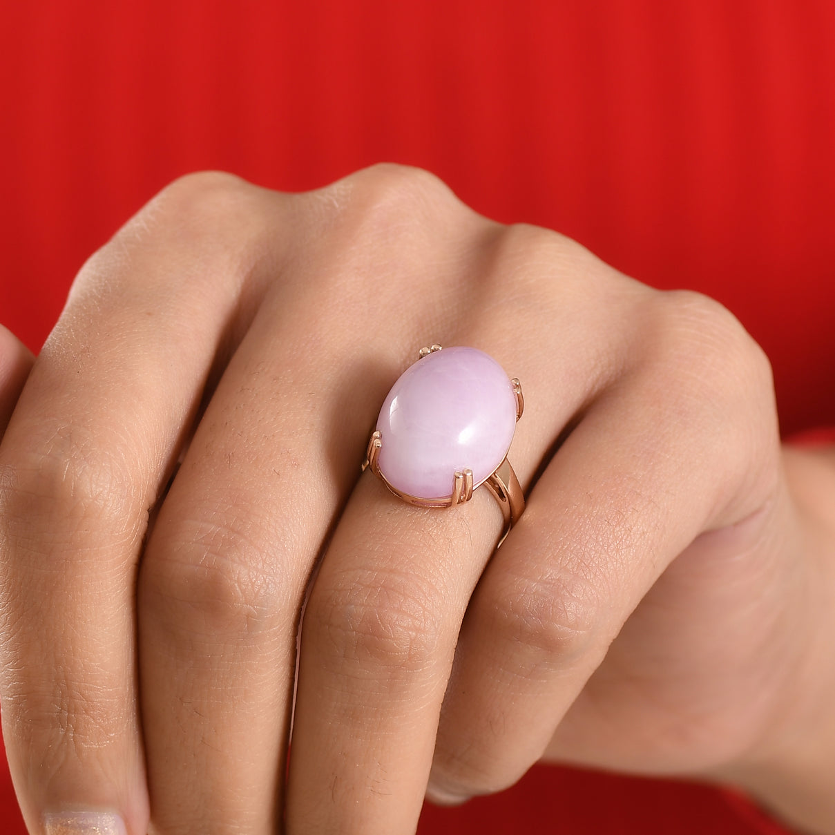 Natural Galileia Kunzite Solitaire Ring in Rose Gold Plated Sterling Silver 22.75 Ct. V32491656 2
