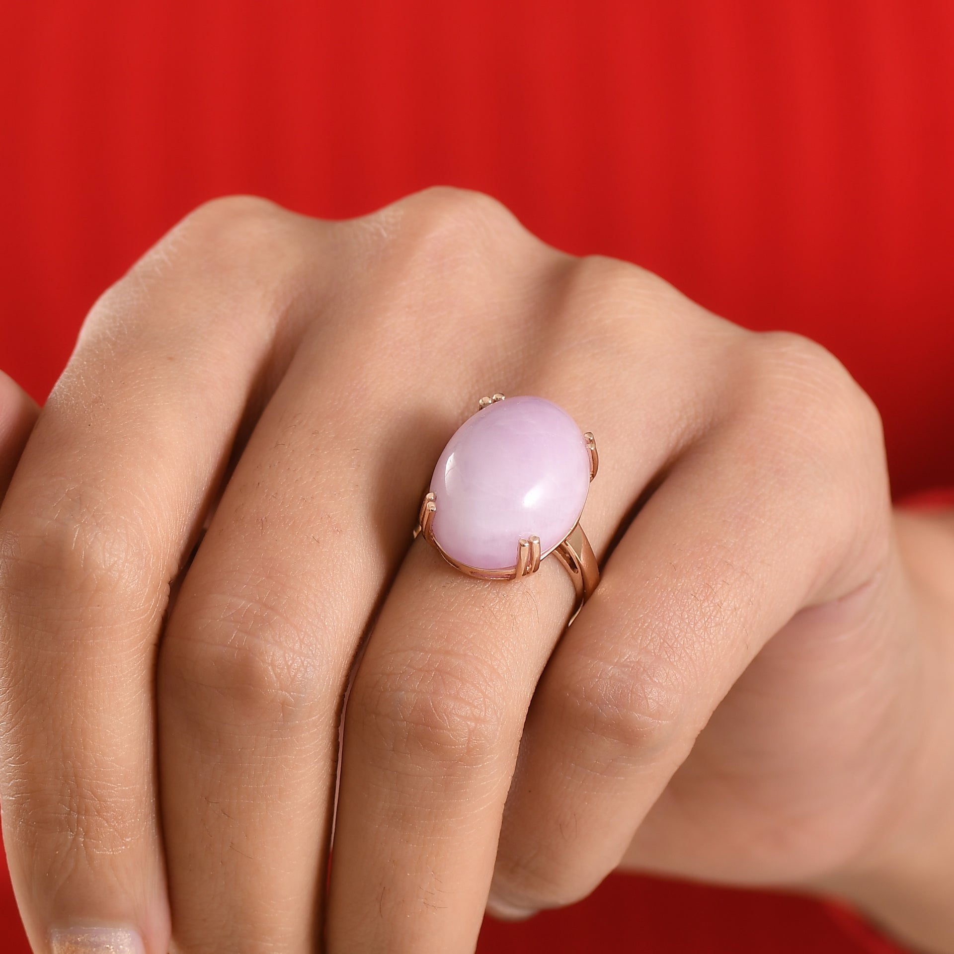 Natural Galileia Kunzite Solitaire Ring in Rose Gold Plated Sterling Silver 22.75 Ct. V32491656 2