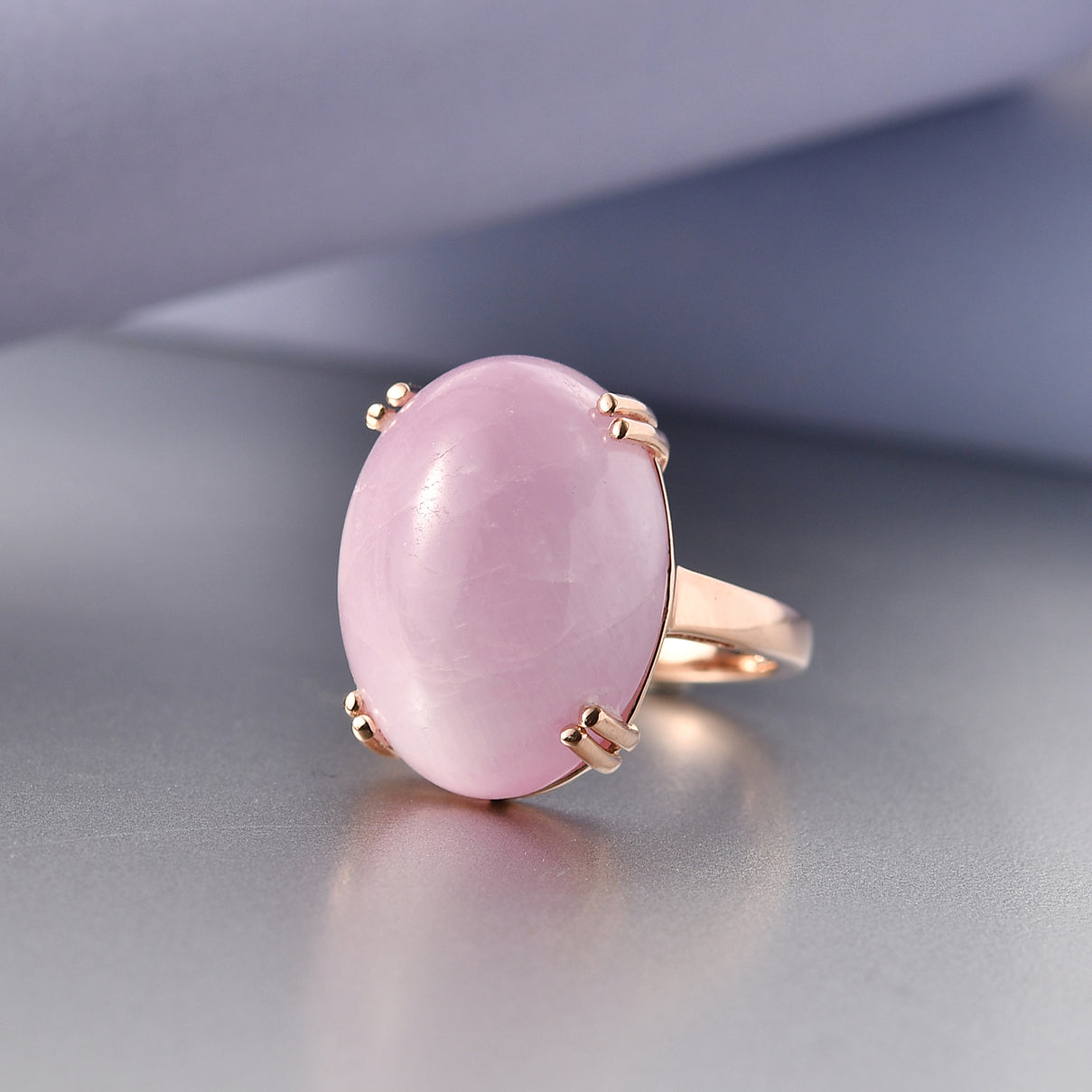 Natural Galileia Kunzite Solitaire Ring in Rose Gold Plated Sterling Silver 22.75 Ct. V32491656 3