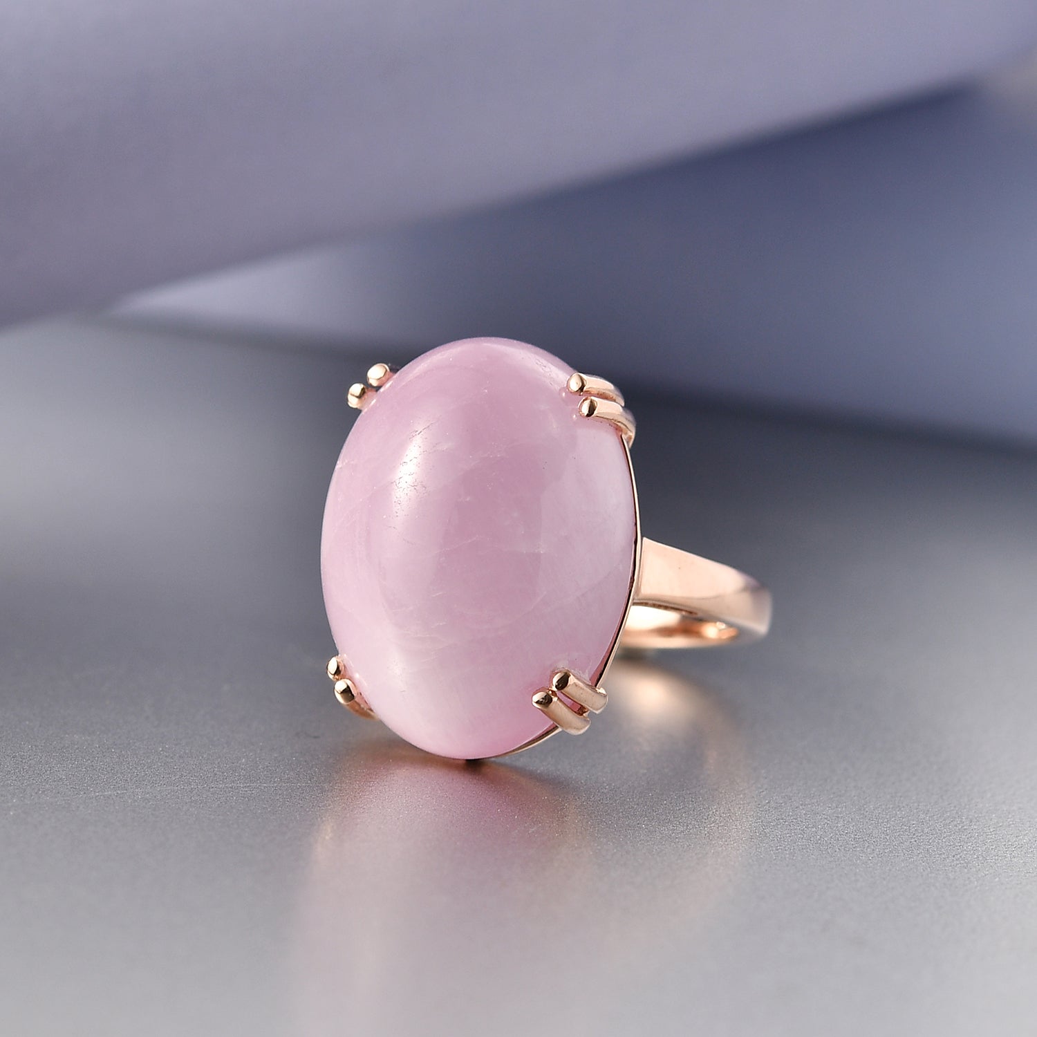 Natural Galileia Kunzite Solitaire Ring in Rose Gold Plated Sterling Silver 22.75 Ct. V32491656 3