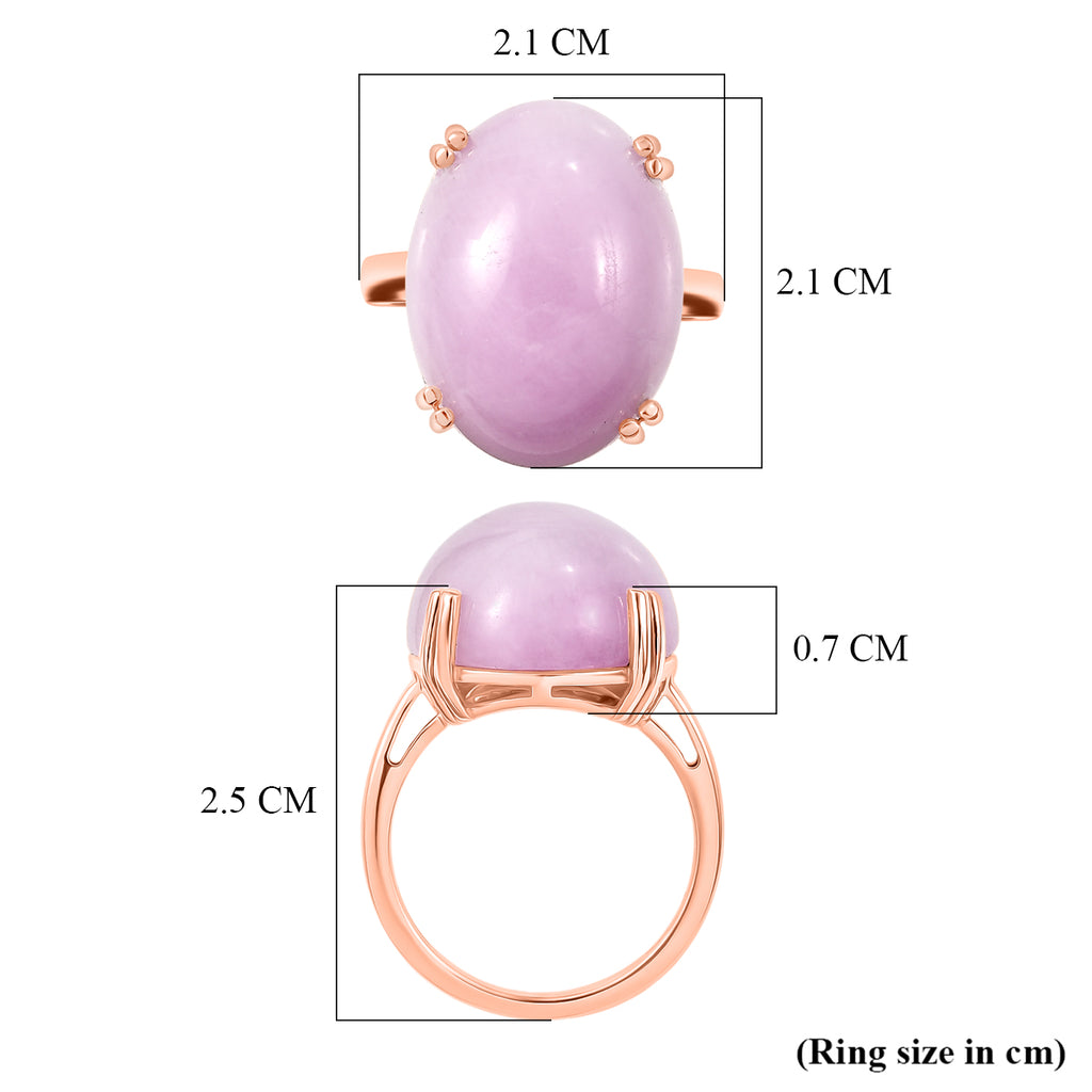 Natural Galileia Kunzite Solitaire Ring in Rose Gold Plated Sterling Silver 22.75 Ct._8447392_5