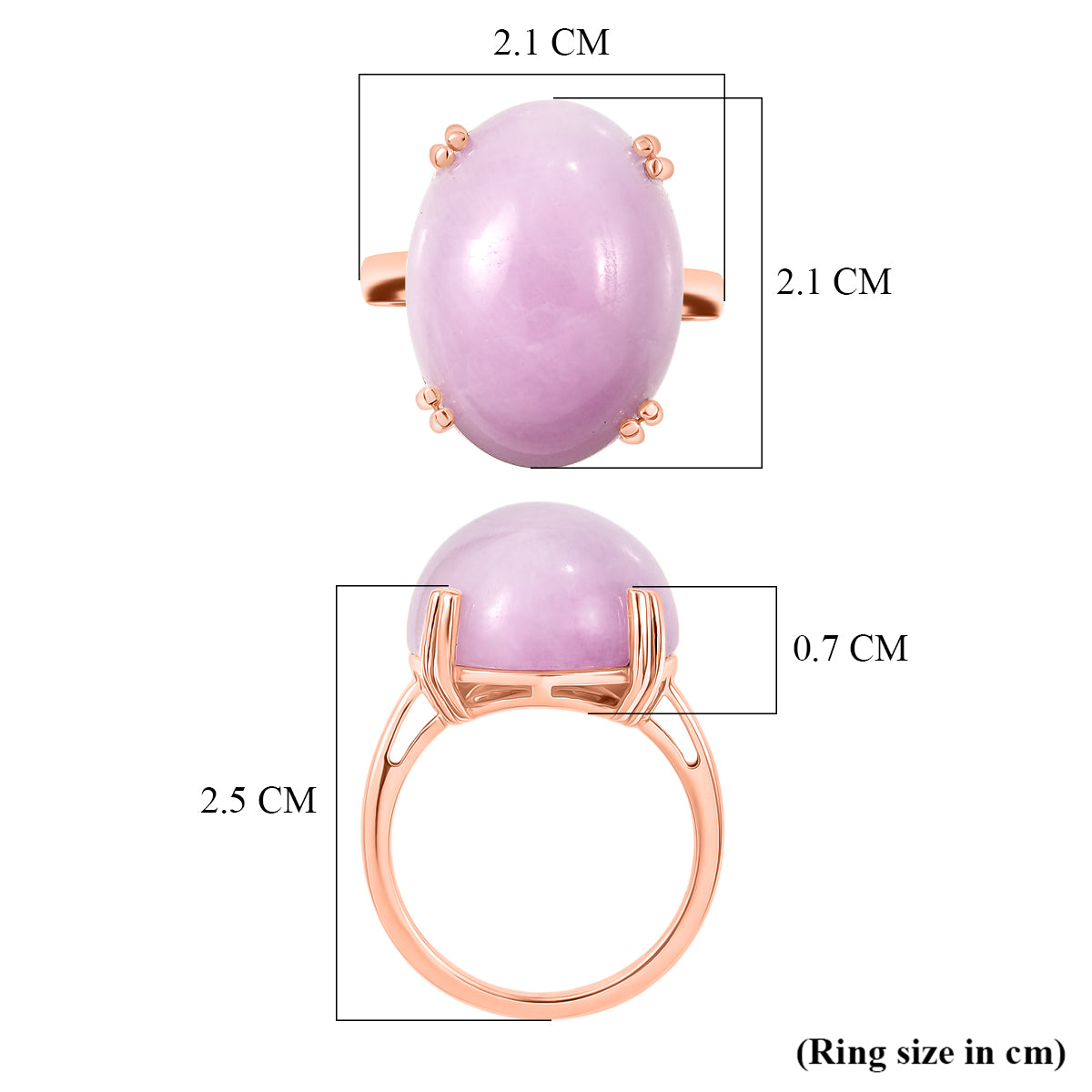 Natural Galileia Kunzite Solitaire Ring in Rose Gold Plated Sterling Silver 22.75 Ct. V32491656 6