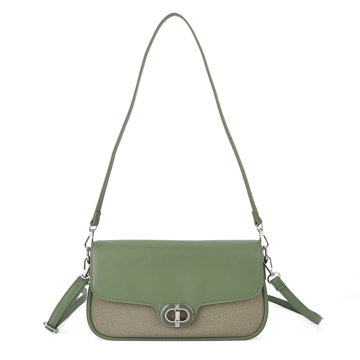 Designer Inspired - Convertible Dual-Strap Convertible Baguette Crossbody &amp; Shoulder Bag - Basil Green V32592820 0