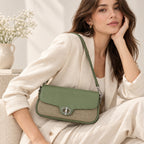 Designer Inspired - Convertible Dual-Strap Convertible Baguette Crossbody & Shoulder Bag - Basil Green_8447415_4