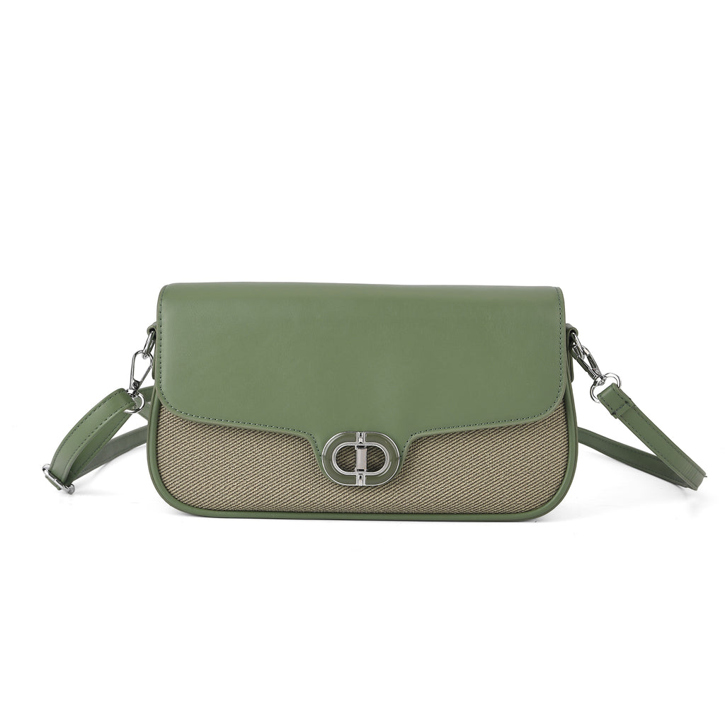 Designer Inspired - Convertible Dual-Strap Convertible Baguette Crossbody & Shoulder Bag - Basil Green_8447415_5