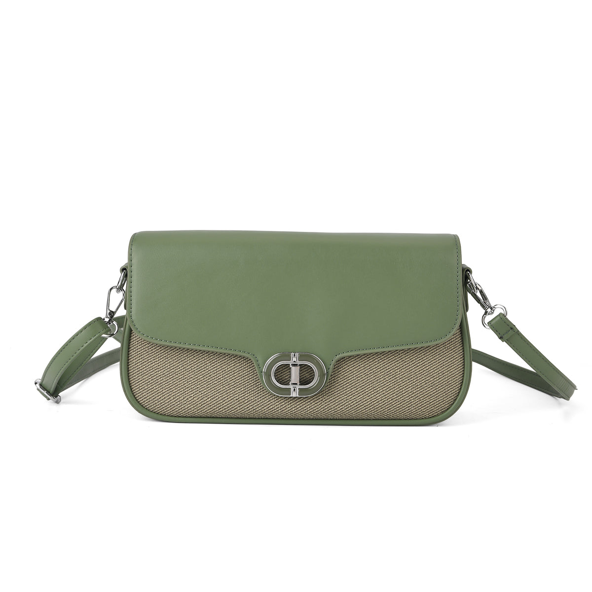 Designer Inspired - Convertible Dual-Strap Convertible Baguette Crossbody &amp; Shoulder Bag - Basil Green V32592820 6