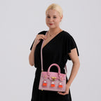 Designer-Inspired Structured Handbag with Crossbody Strap - Pink_8447540_2