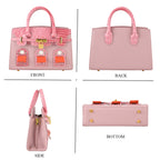 Designer-Inspired Structured Handbag with Crossbody Strap - Pink_8447540_4