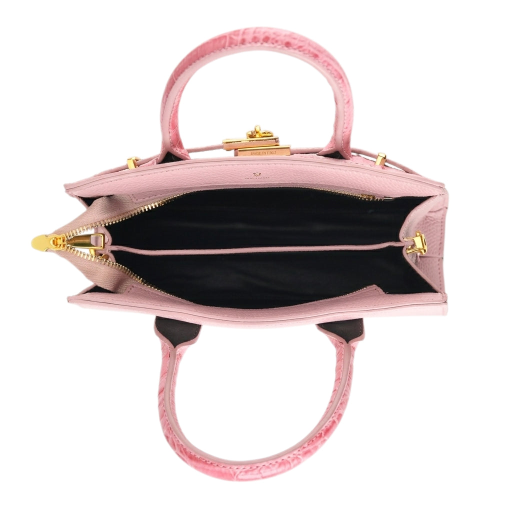 Designer-Inspired Structured Handbag with Crossbody Strap - Pink 8447540 6