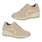 Ladies Dawlish Sports Luxe Sneakers With Lace-Up & Side Zip Closure (Size 6) - Beige_8447575