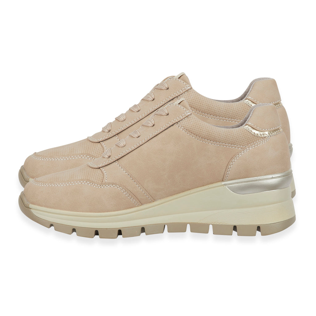 Ladies Dawlish Sports Luxe Sneakers With Lace-Up & Side Zip Closure (Size 6) - Beige_8447575_1