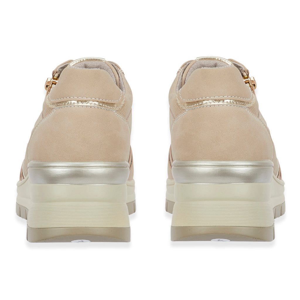 Ladies Dawlish Sports Luxe Sneakers With Lace-Up & Side Zip Closure (Size 6) - Beige_8447575_2