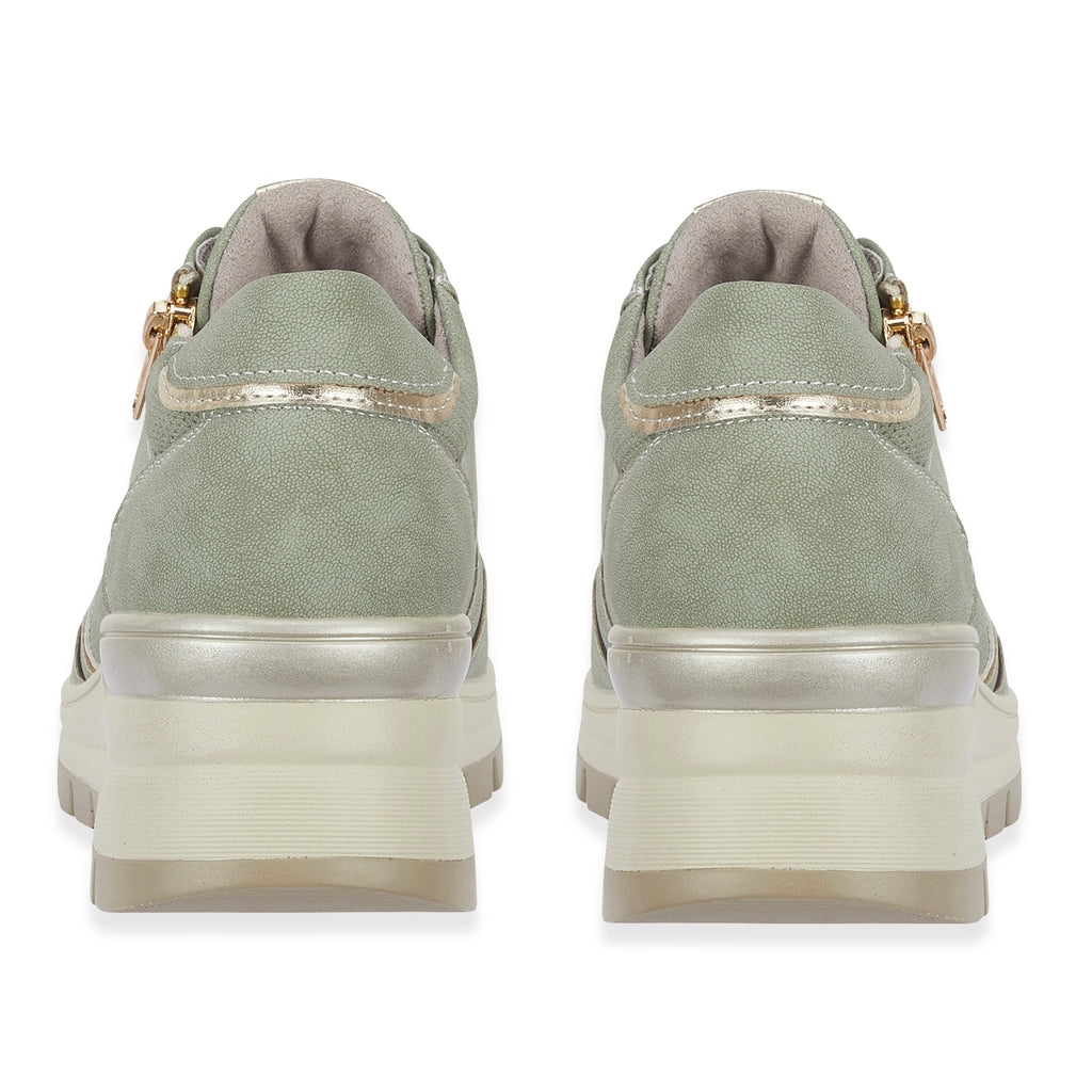 Ladies Dawlish Sports Luxe Sneakers With Lace-Up & Side Zip Closure (Size 4) - Moss_8447578_2