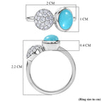 D'Joy Sleeping Beauty Turquoise & Moissanite Toi et moi Ring in Rhodium Overlay Sterling Silver 1.55 Ct._8447586_5