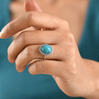 D'Joy Sleeping Beauty Turquoise, White Zircon & Neon Apatite Halo Ring in Rhodium Overlay Sterling Silver 3.42 Ct._8447615_1