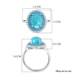 D'Joy Sleeping Beauty Turquoise, White Zircon & Neon Apatite Halo Ring in Rhodium Overlay Sterling Silver 3.42 Ct._8447615_5