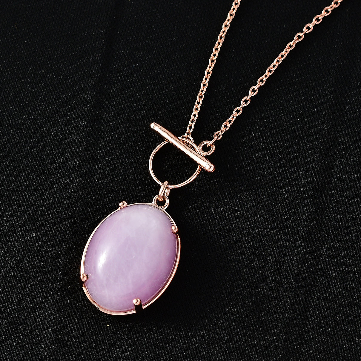 D'Joy Natural Kunzite Oval Cut Solitaire Necklace (Size - 20) in Rose Gold Plated Sterling Silver 21.67 Ct. V32518574 3