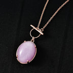 D'Joy Natural Kunzite Oval Cut Solitaire Necklace (Size - 20) in Rose Gold Plated Sterling Silver 21.67 Ct._8447625_2