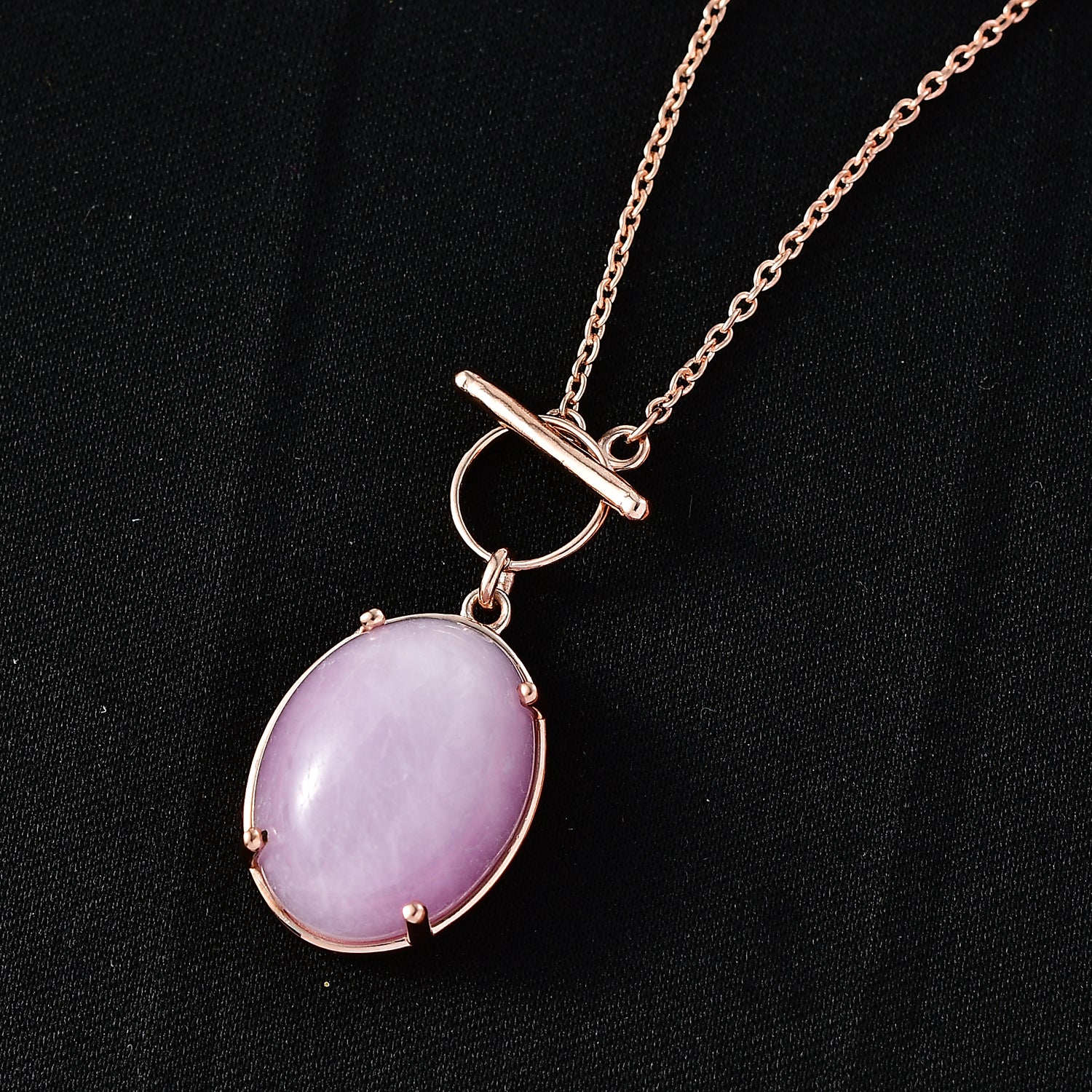 D'Joy Natural Kunzite Oval Cut Solitaire Necklace (Size - 20) in Rose Gold Plated Sterling Silver 21.67 Ct. V32518574 3