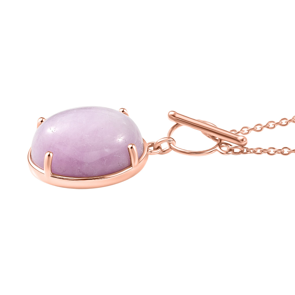 D'Joy Natural Kunzite Oval Cut Solitaire Necklace (Size - 20) in Rose Gold Plated Sterling Silver 21.67 Ct._8447625_3