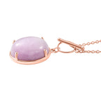D'Joy Natural Kunzite Oval Cut Solitaire Necklace (Size - 20) in Rose Gold Plated Sterling Silver 21.67 Ct._8447625_3