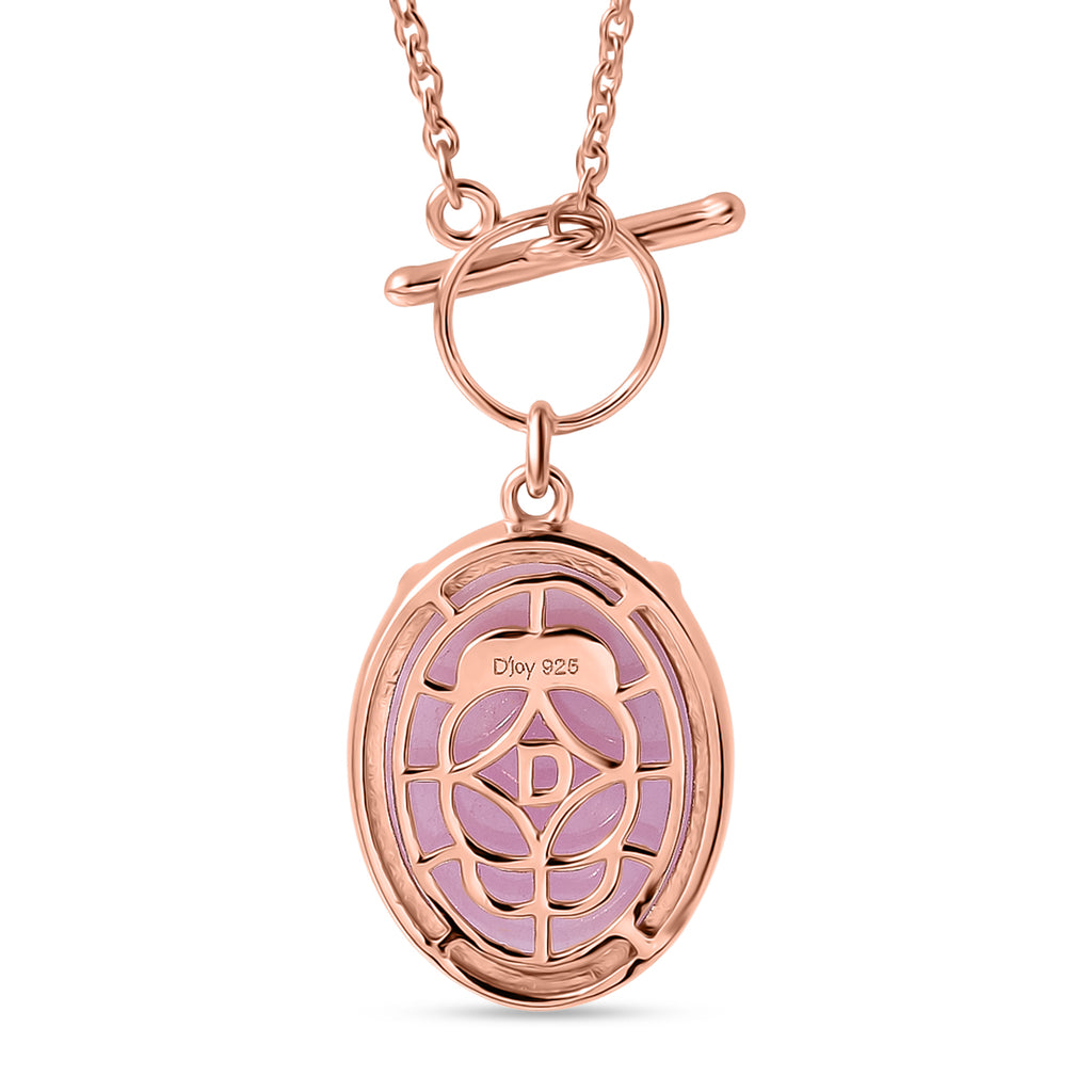 D'Joy Natural Kunzite Oval Cut Solitaire Necklace (Size - 20) in Rose Gold Plated Sterling Silver 21.67 Ct._8447625_4