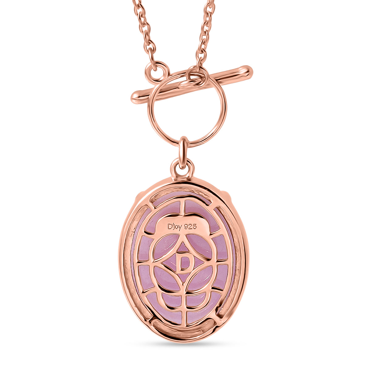 D'Joy Natural Kunzite Oval Cut Solitaire Necklace (Size - 20) in Rose Gold Plated Sterling Silver 21.67 Ct. V32518574 5