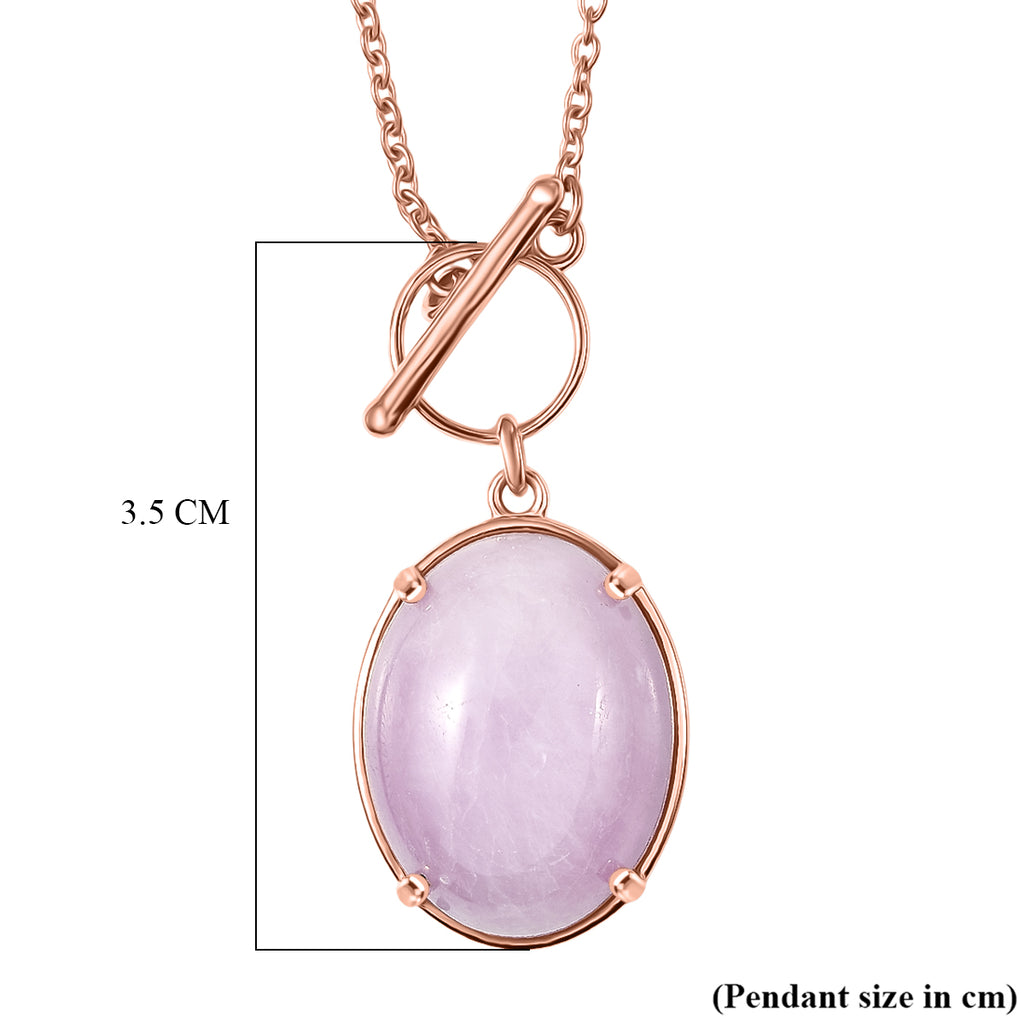 D'Joy Natural Kunzite Oval Cut Solitaire Necklace (Size - 20) in Rose Gold Plated Sterling Silver 21.67 Ct._8447625_5