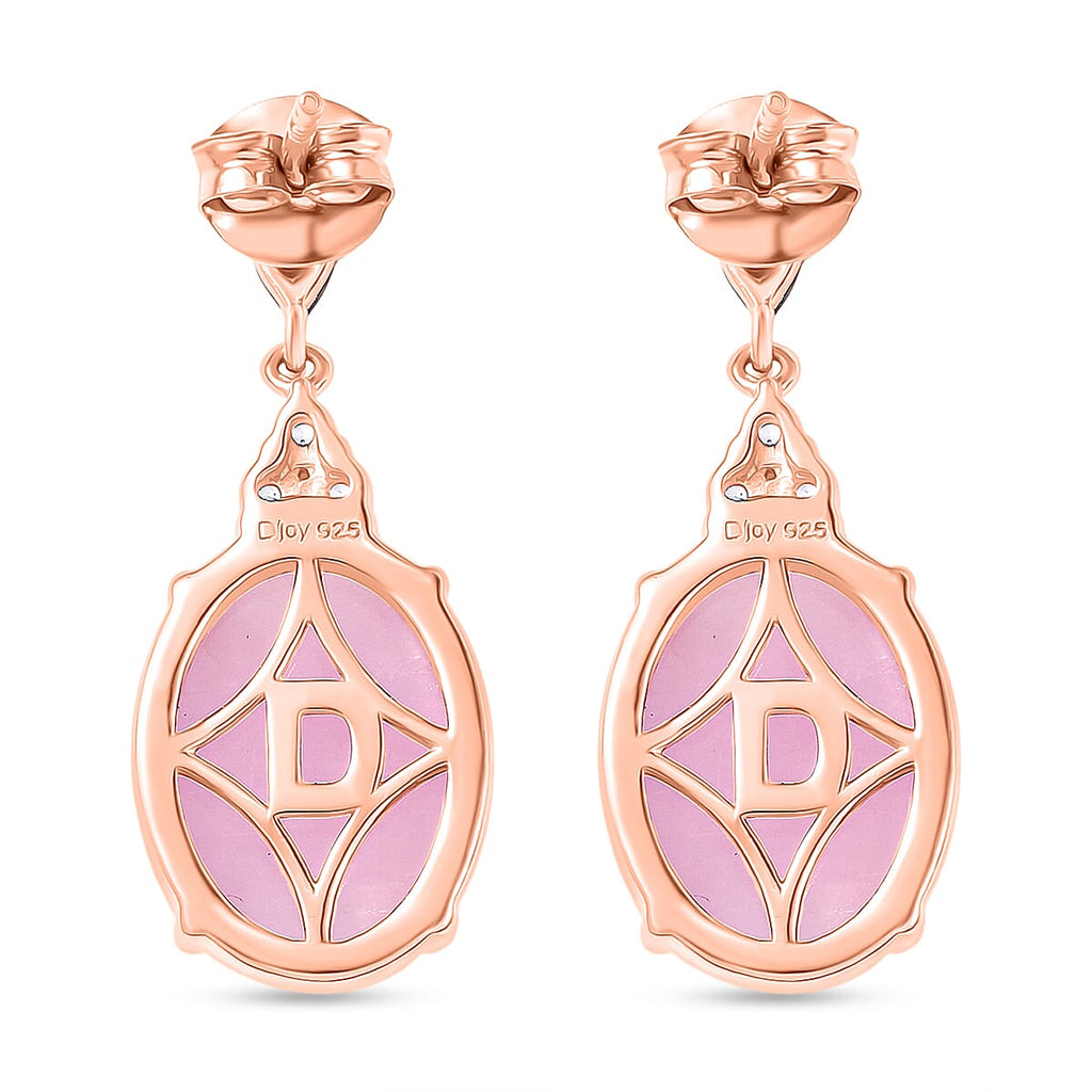 D'Joy Natural Kunzite, Red Garnet & White Zircon Dangling Earring with Push Back in Rose Gold Plated Sterling Silver 13.55 Ct._8447669_4
