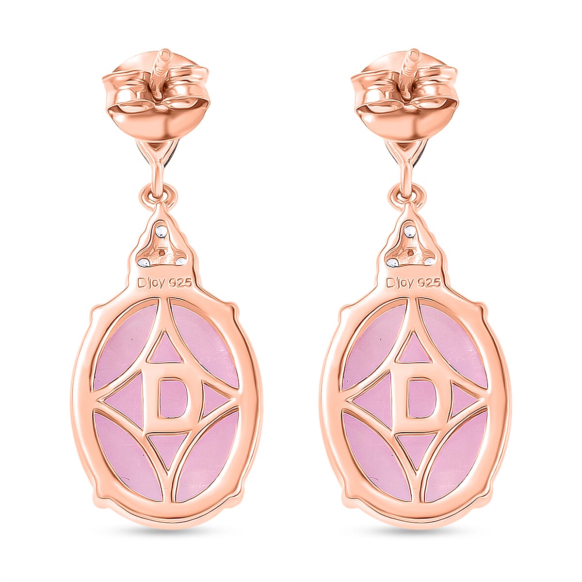 D'Joy Natural Kunzite, Red Garnet &amp; White Zircon Dangling Earring with Push Back in Rose Gold Plated Sterling Silver 13.55 Ct. 8447669 5
