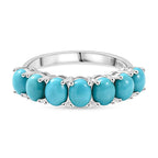 D'Joy Sleeping Beauty Turquoise 7 Stone Ring in Rhodium Overlay Sterling Silver 2.53 Ct._8447723