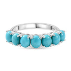 D'Joy Sleeping Beauty Turquoise 7 Stone Ring in Rhodium Overlay Sterling Silver 2.53 Ct._8447774