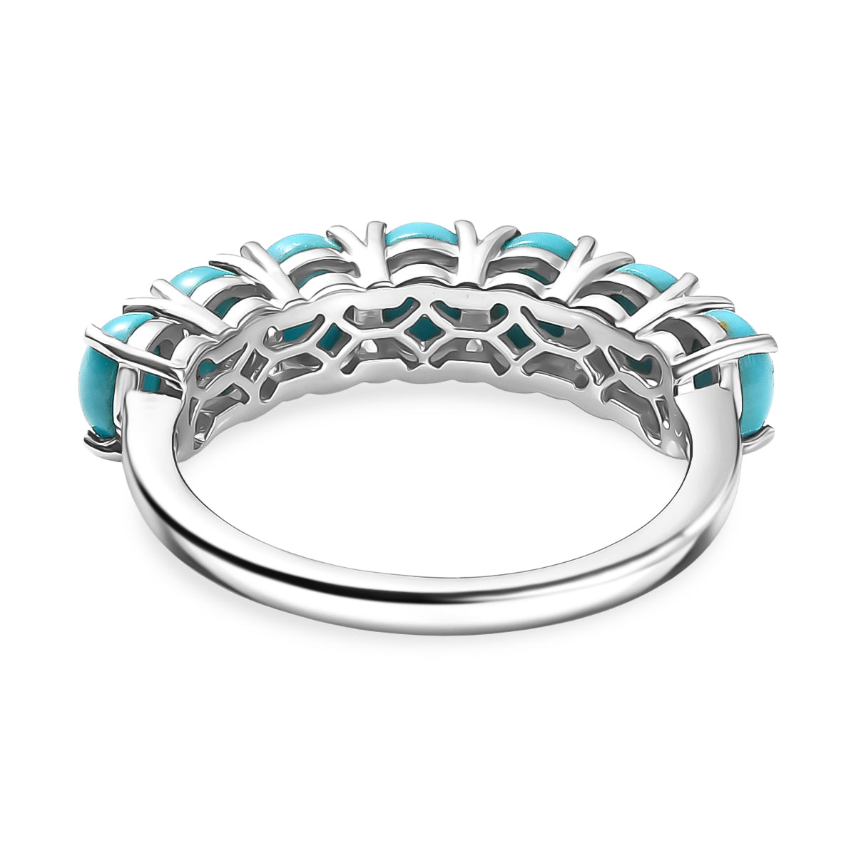 D'Joy Sleeping Beauty Turquoise 7-Stone Ring in Rhodium Overlay Sterling Silver 2.53 Ct. V32514864 5