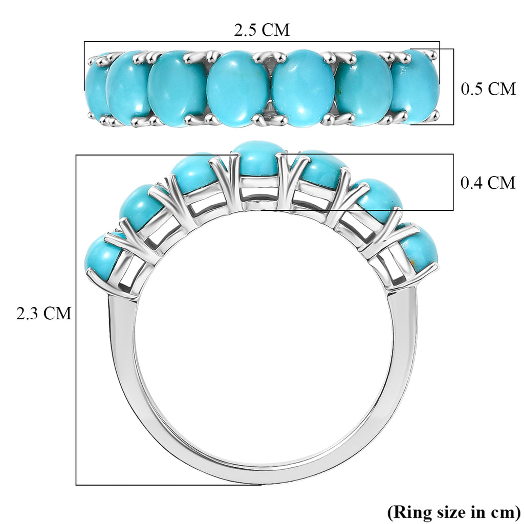 D'Joy Sleeping Beauty Turquoise 7 Stone Ring in Rhodium Overlay Sterling Silver 2.53 Ct._8447774_5