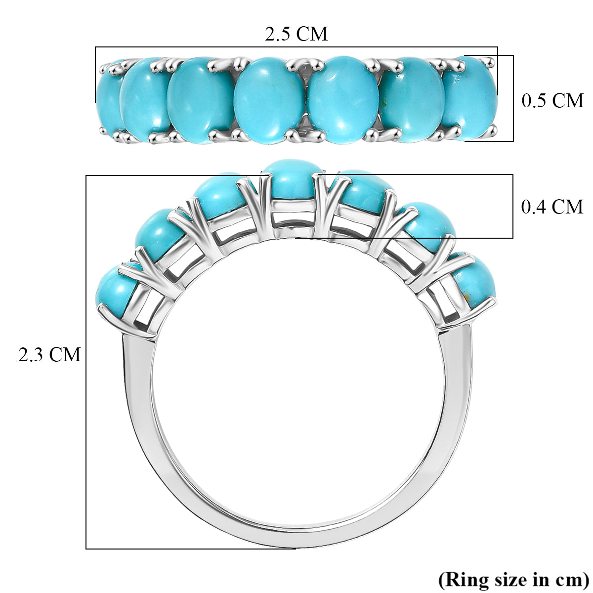 D'Joy Sleeping Beauty Turquoise 7-Stone Ring in Rhodium Overlay Sterling Silver 2.53 Ct. V32514864 6