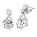 Moissanite Solitaire Stud Earring with Push Post in Platinum Overlay Sterling Silver_8447782
