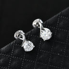 Moissanite Solitaire Stud Earring with Push Post in Platinum Overlay Sterling Silver_8447782_1