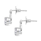 Moissanite Solitaire Stud Earring with Push Post in Platinum Overlay Sterling Silver_8447782_3