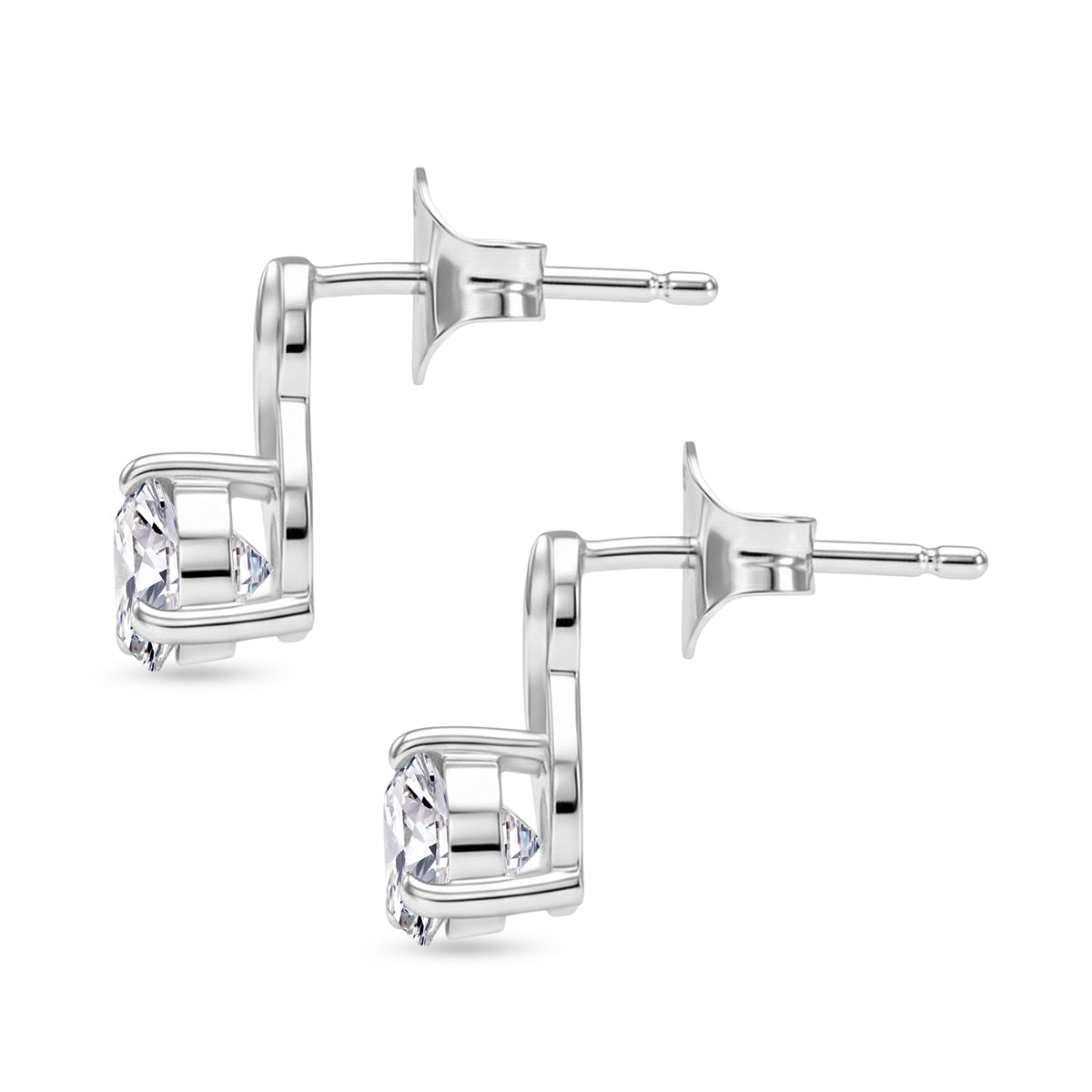 Moissanite Solitaire Stud Earring with Push Post in Platinum Overlay Sterling Silver 8447782 3