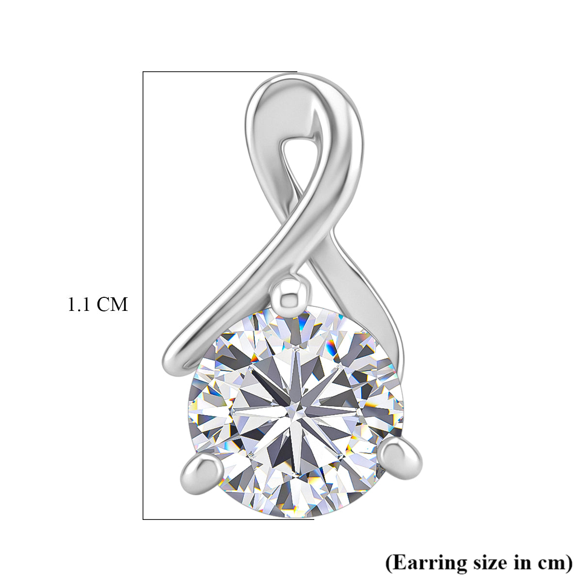 Moissanite Solitaire Stud Earring with Push Post in Platinum Overlay Sterling Silver 8447782 4