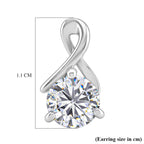 Moissanite Solitaire Stud Earring with Push Post in Platinum Overlay Sterling Silver_8447782_4