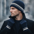 Heat Machine Thermal Striped Rim Winter Beanie Hat & Glove Set (Size 58-59cm) - Navy_8447823_2