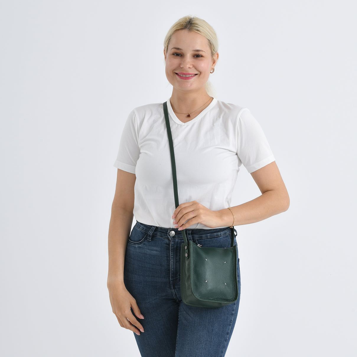 Genuine Leather Crossbody Bag - Green V32514480 3